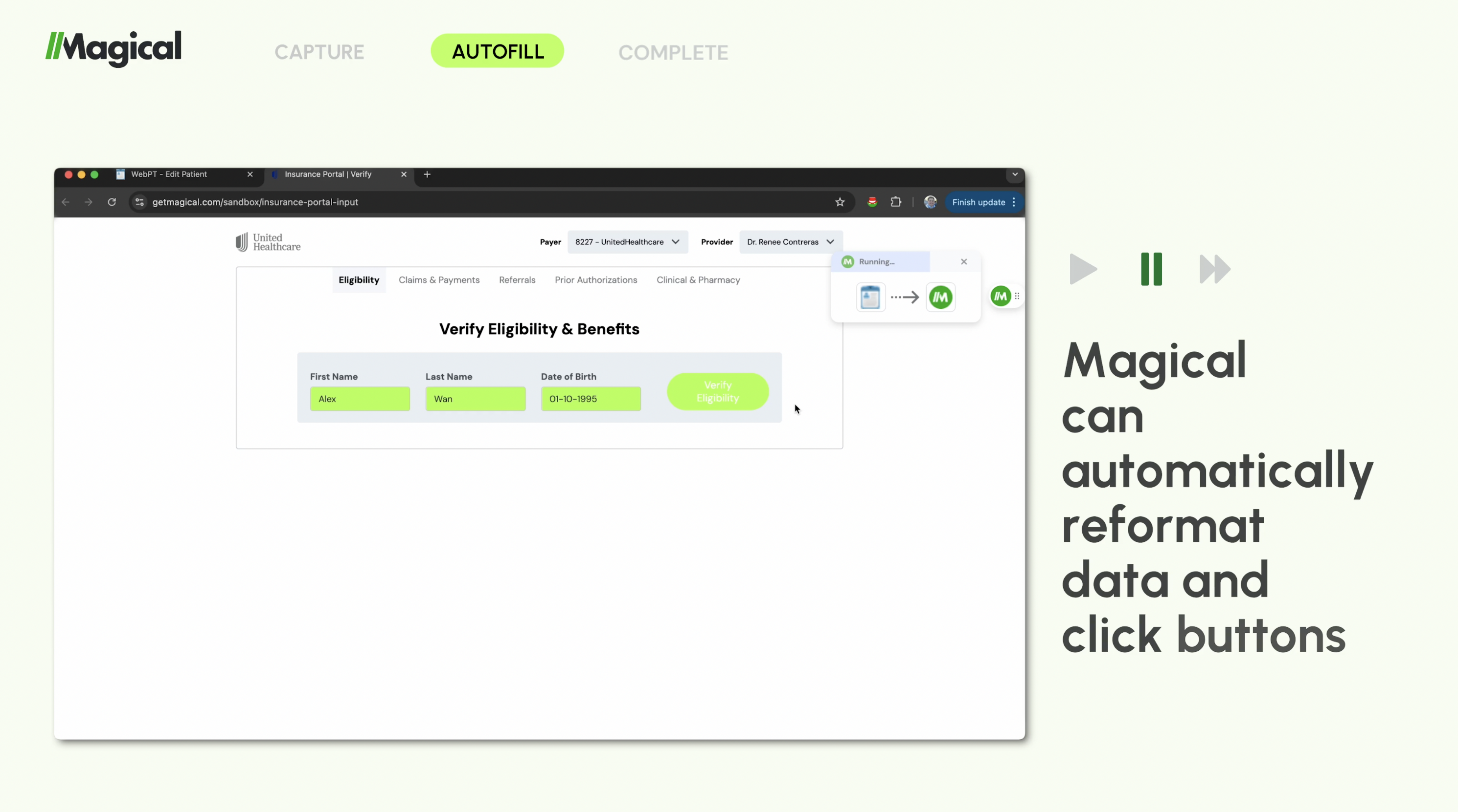 screenshot of Magical AI